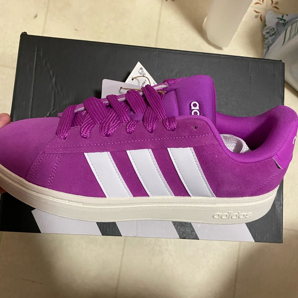 Adidas Women's Purple and White Sneakers